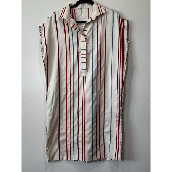 Loro Piana Women's Abito April Santa Crus Striped Silk Shirt Dress US Size L - Picture 3 of 12